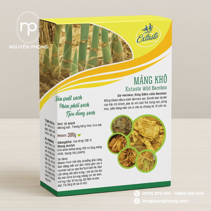 In hộp giấy đựng măng khô đẹp